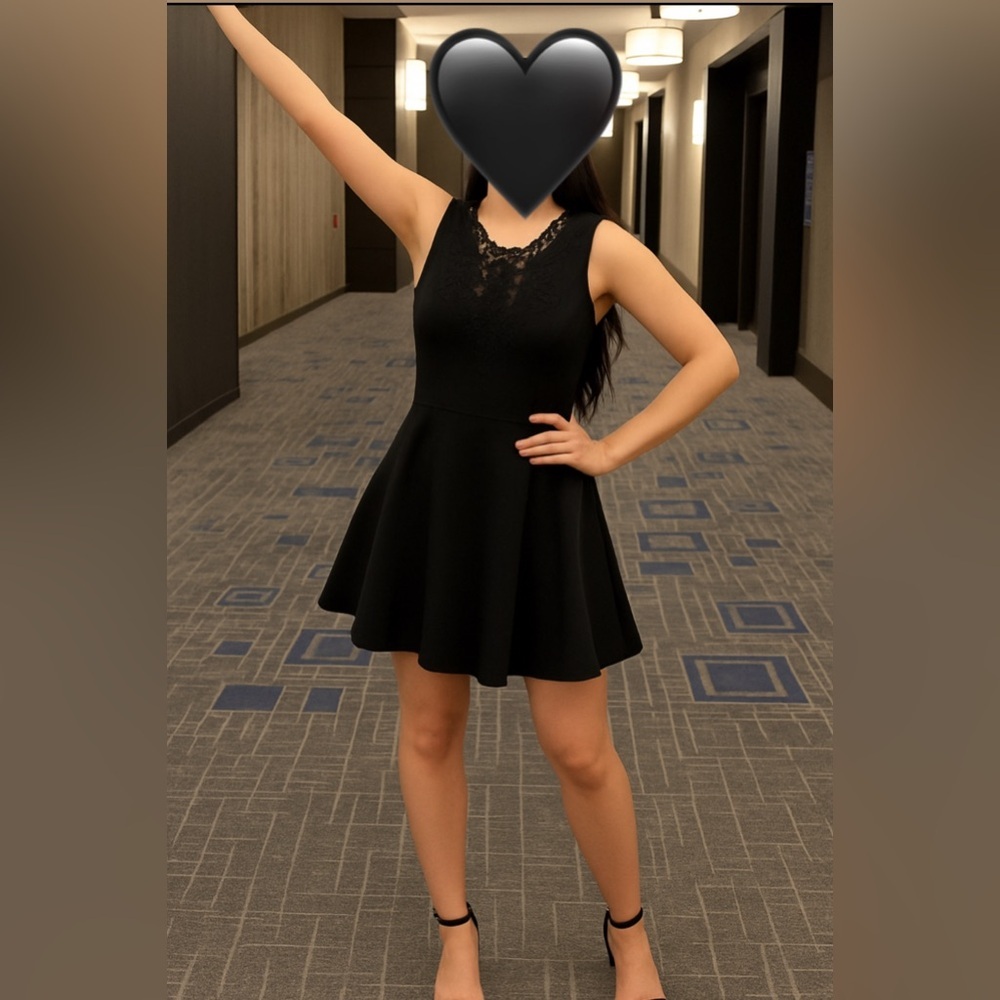 Aqua Black Lace Detail Dress Size M